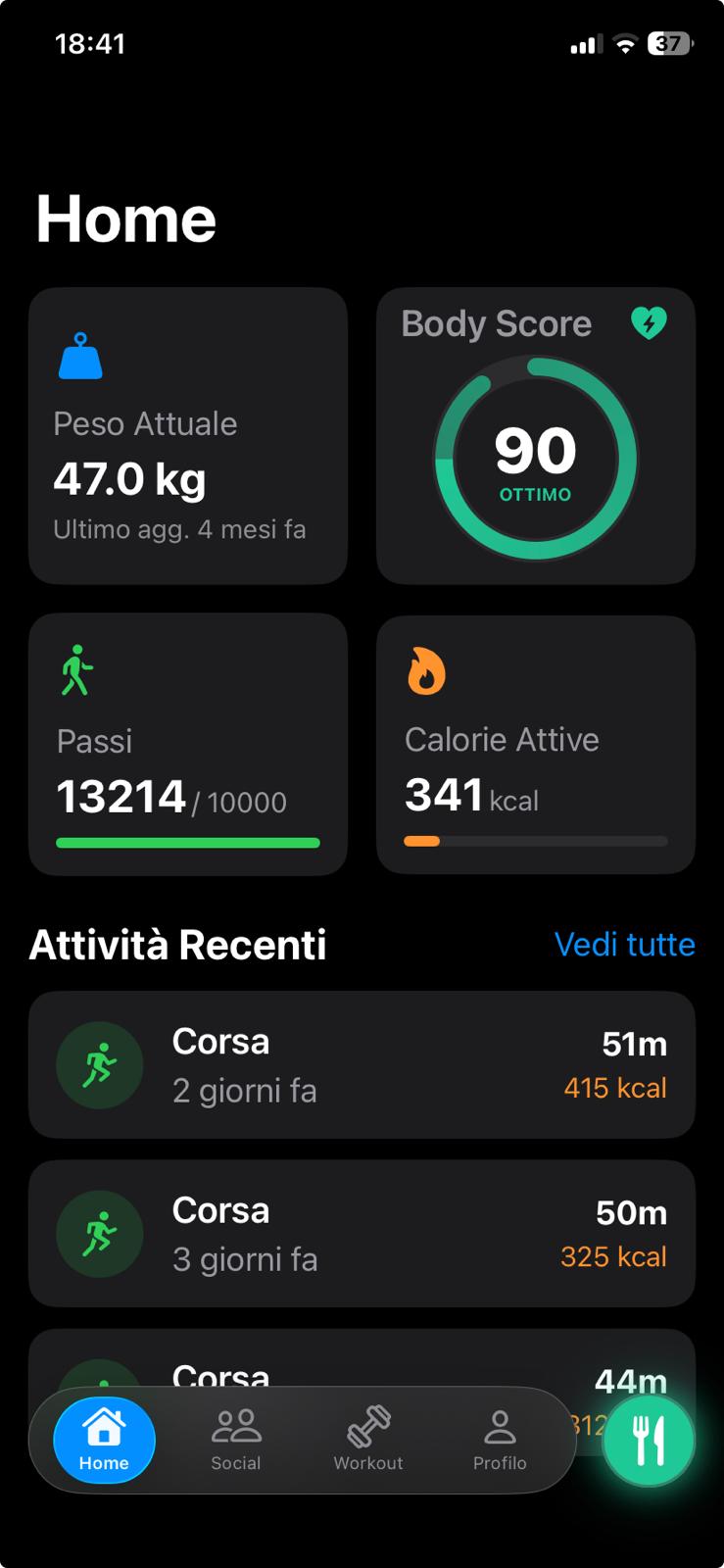 Schermata dell'app Gym Plus